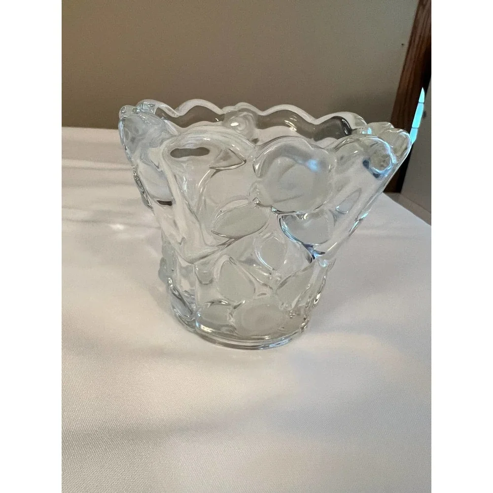 Mikasa Bella Rosa Crystal Candle‎ Holder with Frosted Roses 3